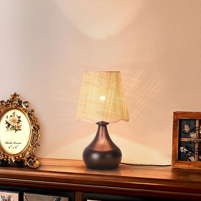 Ziqqeelam Oil Rubbed Bronze Small Table Lamp for Bedside, Farmhouse Bedroom Lamps for Nightstand, Vintage Small Table Lamps for Small Spaces for Bedroom, Kitchen Counter, End of Table, Office
