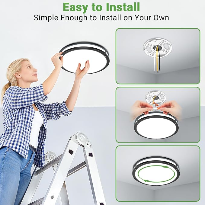 zemty 10Inch Brushed Nickel LED Flush Mount Ceiling Light Fixture, Dimmable &5CCT(3000K-6500K) Adjustable, 15W IP44 Damp-Rate Ceiling Lamp for Hallways, Bathrooms, Closets, Laundry Rooms-1Pack