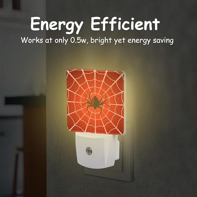 Red Spider Web Night Light,Cobweb Trap Gossamer Plug-in Night Light Auto Dusk-to-Dawn Sensor Energy Efficient LED Lamp for Room Decor,Hallway,Kitchen,Bathroom,Nursery,Stairs