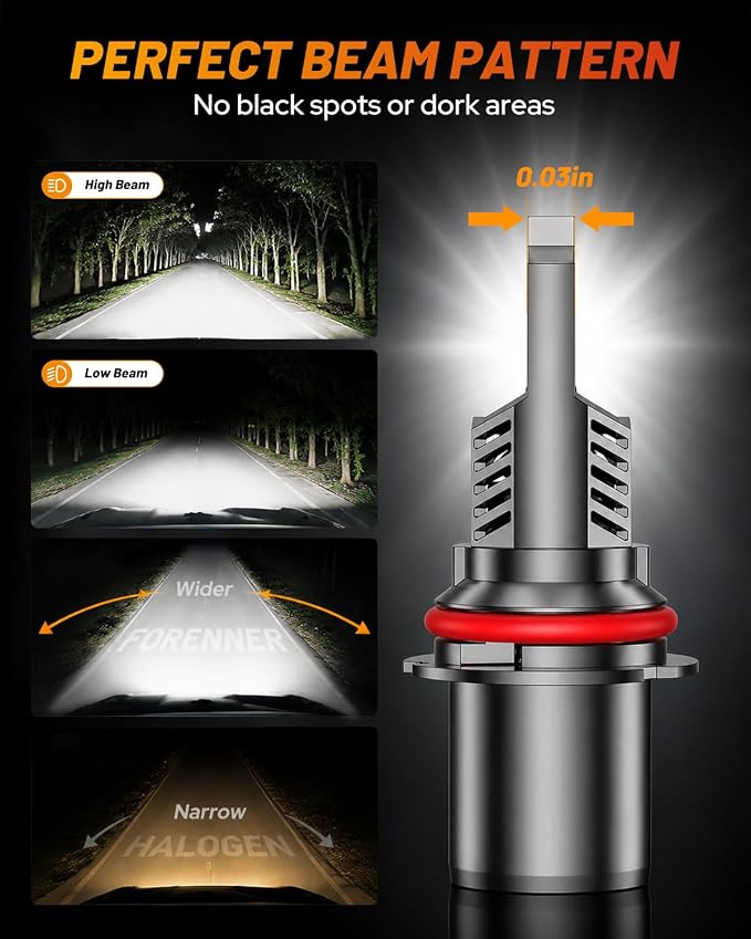 Fahren 8th-Gen 9007/HB5 Led Bulbs, 𝟵𝟬,𝟬𝟬𝟬𝗟𝗠 𝟭𝟰𝗫 Ultra Brightness HB5 9007 Fog bulb，IP68 with Cooling Fan Long Lifespan, Electronic Flashers 2 Pack