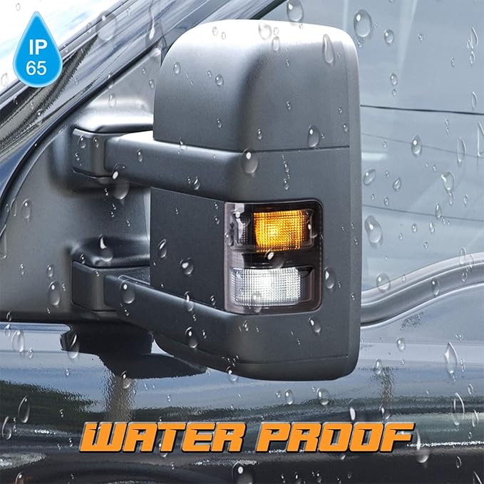 HERCOO Smoke Side Mirror Marker Lights Lens w/LED Compatible with 2008-2016 F250 F350 F450 Super Duty Turn Signal Aftermarket Replacement, Qty: 2, Amber & White