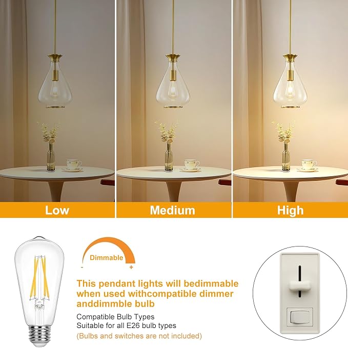 2 Pack Modern Pendant Lights Kitchen Island, Brushed Gold Pendant Light Fixtures with 8.5" Clear Glass Shade, Industrial Hanging Pendant Lights Fixture for Kitchen Island Dining Room Hallway Entryway