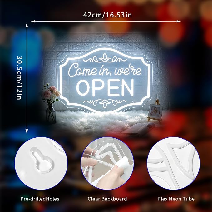 Neon Sign, Open Neon Signs for Wall Decor LED Signs Neon Light | Open Neon Sign for Business, Restaurant, Store, Shop, Bar Decor, Room Decor, Window, Gift, USB Powered