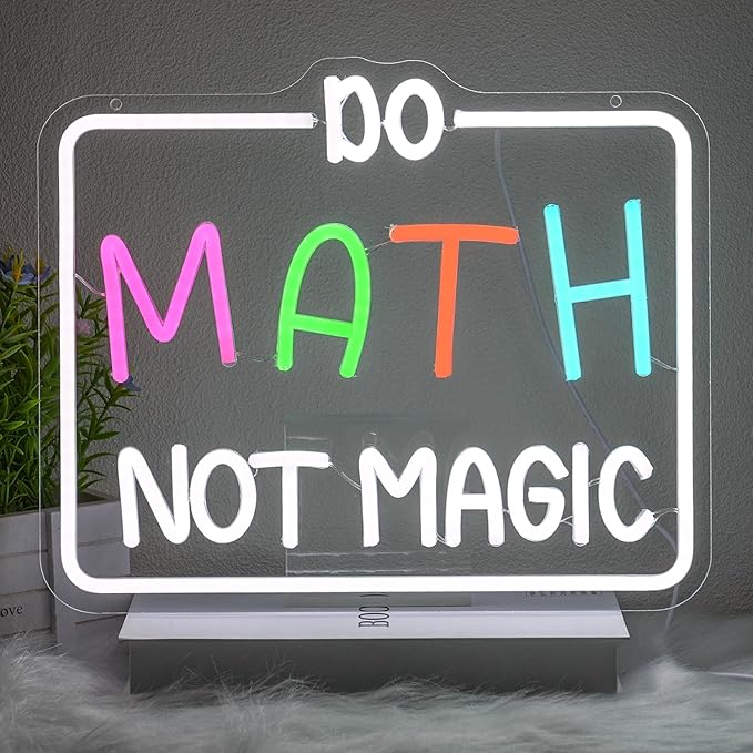 Do Math Not Magic Neon Sign for Classroom Math Neon Light Colorful Letter Led Neon Signs Classroom Led Neon Lights for Study Room Kids Room Library Decoration