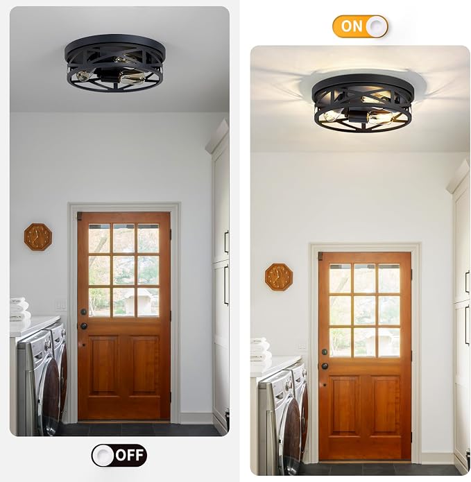 ZHU YAN 2 Pack Flush Mount Ceiling Light Fixture,3-Light Hallway Light Fixtures,13 inch Light Fixture Ceiling Mount for Kitchen Entryway Hall,E26 Base