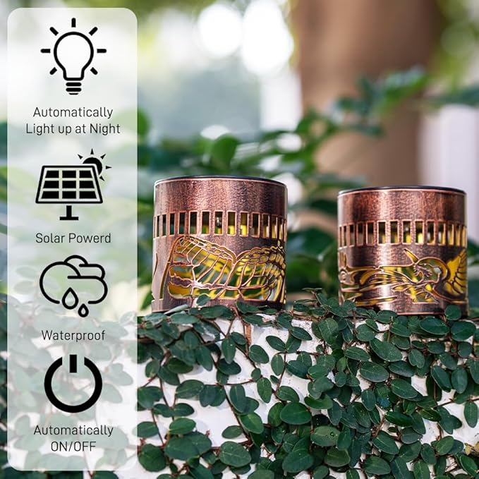 Solar Lantern Outdoor Waterproof,2 Pack Solar Lights Outdoor with Hummingbird & Butterfly Designs, Garden Decor for Patio Yard Tabletop, Unique Birthday Gifts for Women Grandma Gifts