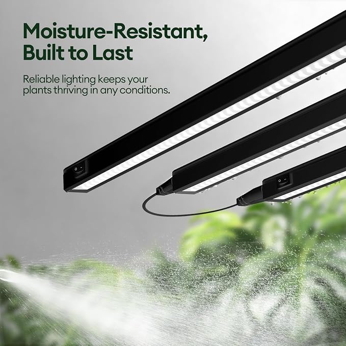 Grow Lights for Indoor Plants, Sunlike Full Spectrum 5000K 2FT LED Growing Lamp 60W (4 x 15W), T5 Grow Light Strip for Seed Starting, Vegetables, Linkable, Black, 4-Pack