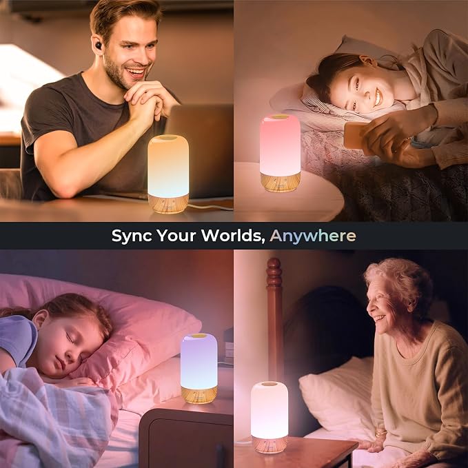 Tikkitouch Long Distance Lamps Set of 2, Long Distance Gift for Couples, Mom, Family & Friends, WiFi and Bluetooth Setup, Share a Touch Across Any Distance