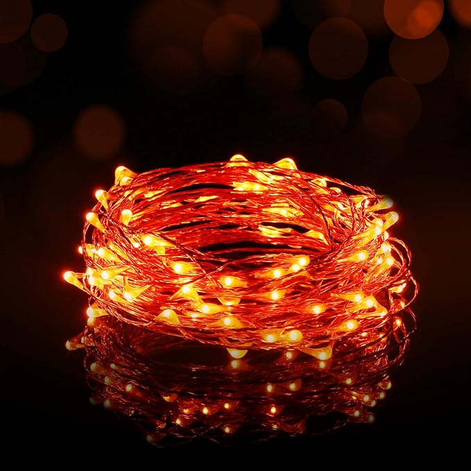 Ariceleo Halloween USB LED Fairy String Light, 1 Pack Copper Wire Fairy Lights for Indoor, Bedroom Festival Christmas Wedding Party Patio Decorative Window with USB Interface (32ft./10M,Orange)