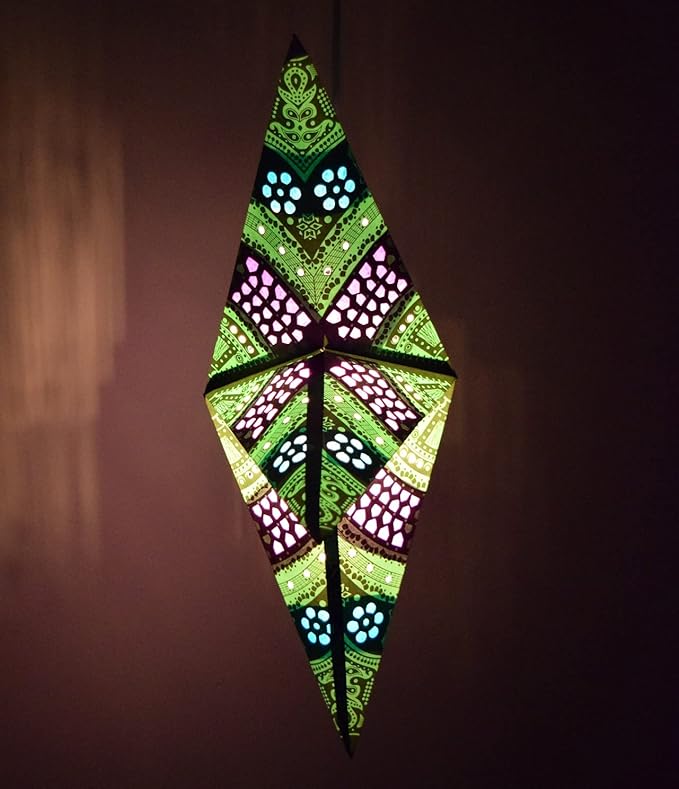 Hometown Evolution, Inc. Honeycomb Bright Green Paper Star Lantern with 12 Foot Power Cord Included