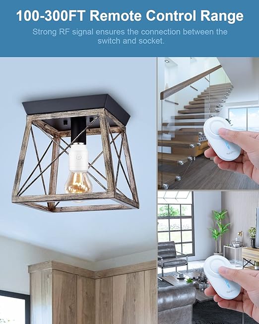 Remote Control Light Socket for 500W E26/E27 Bulb Base Holder, No Wiring Wireless Light Switch Kit Light Fixtures