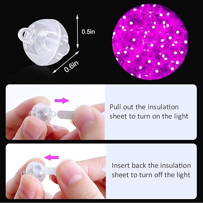50PCs Mini Led Lights, Led Balloons Light for Neon Party Lights, Paper Lanterns, Easter Eggs, Birthday Party, Wedding, Halloween, Christmas Decoration (Glow Steadily Pink)