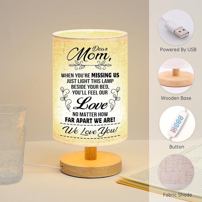 WSYEAR Birthday Gifts for Mom from Daughter Son-Table Lamp Mom Gifts from Daughters Night Light Mothers Day Valentines Day Anniversary Presents for Mother Women