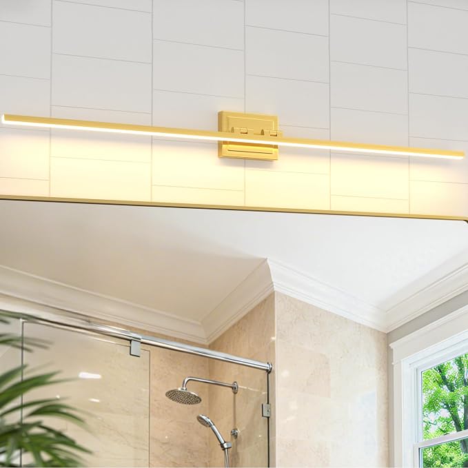 VOLISUN Bathroom Vanity Light 55 inch, 36W Dimmable 5CCT Led Bathroom Light Fixture Over Mirror, Gold Bar Vanity Light for Bathrooms-ETL Certificated