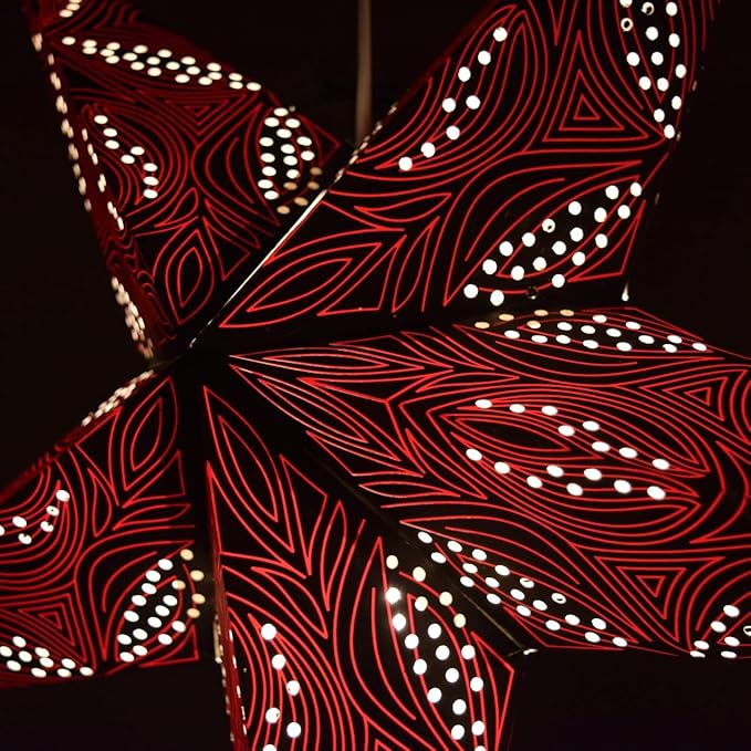 Morse Code Paper Star Lantern with 12 Foot Power Cord Included