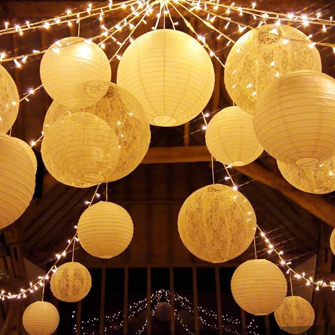 Novelty Place 6 inch White Paper Lanterns (Pack of 10) - Great Chinese/Japanese Home, Party & Wedding Decorations