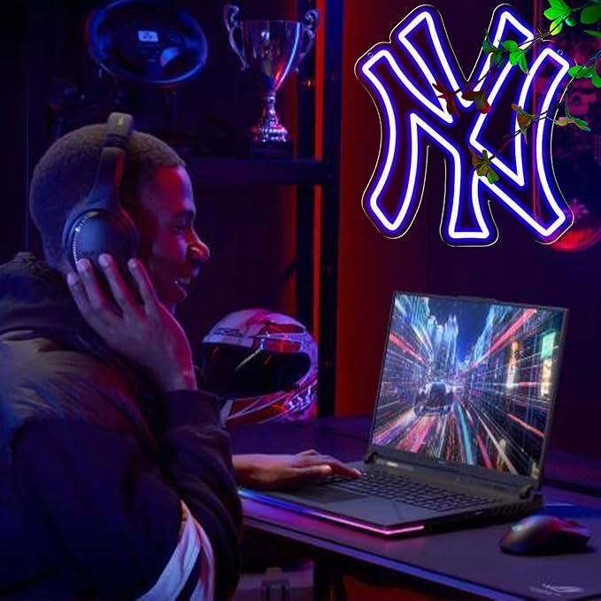 AHlove YANKEES Neon Signs for Wall Decor，Baseball Team Neon Lights for Bedroom，LED Signs Suitable for Man Cave、Dormitory、Games Room、Bar，Gifts for Teen Boys