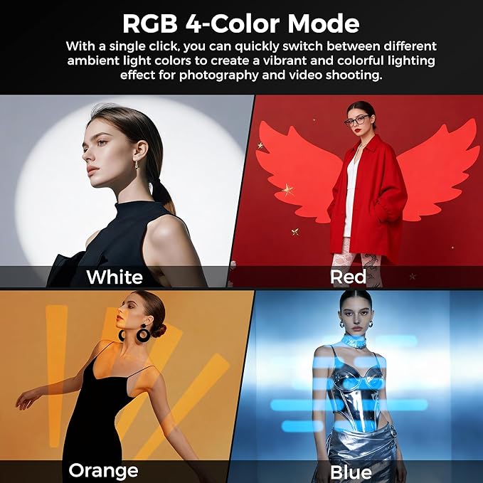 4 Color RGB Photography Flashlight - with 20 GOBO Filters & Tripod, 7500mAh Rechargeable Handheld Photography Light for Weddings, YouTube, TikTok Videos, Portrait Photography, Content Creation