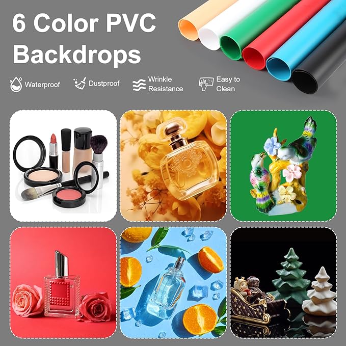 16 Inch Photo Light Box, CRI>90 Photography Shooting Tent with 224 LED Beads Dimmable 3200K-6500K, 6 Color Backdrops Portable Product Photography Studio