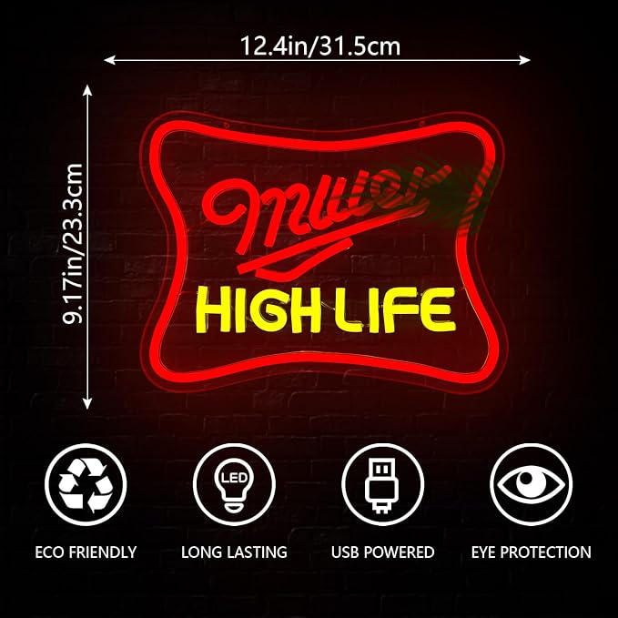 Beer Neon Sign Red Neon Lights for Wall Decor Dimmable Beer LED Signs for Bar Wall Light Up Signs for Bar Pub Club Man Cave LED Light Art Wall Lights