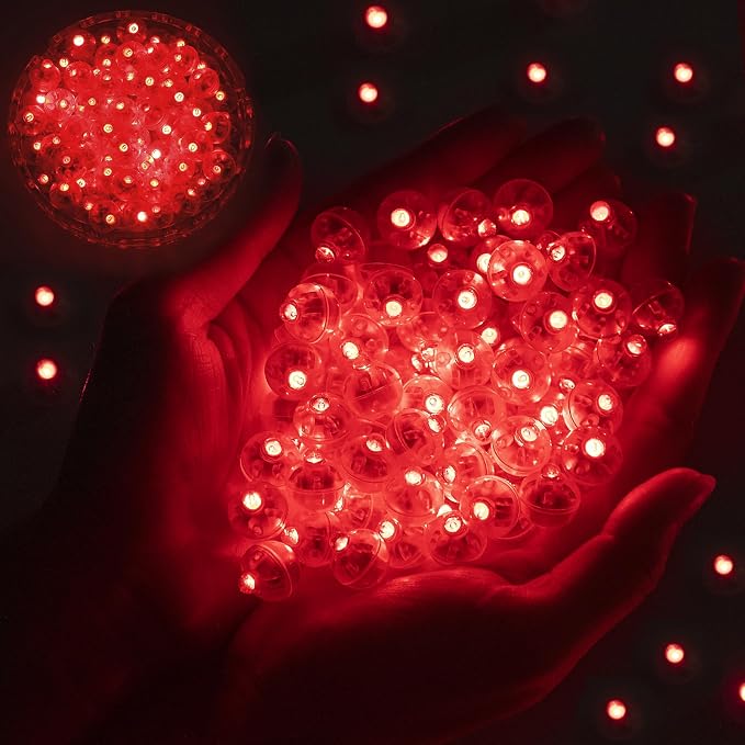 200pcs Balloon Lights Warm White Mini LED Lights Round Long Standby Time Multicolor Ball Lamps Paper Lantern for Easter Birthday Party Christmas Halloween Decoration Red