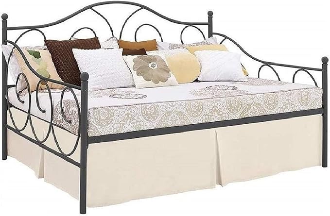 Pleated Bed Skirt with Split Corners for Daybeds - Three Side Coverage - Made with Brushed Microfiber, (Twin Size, Ivory Solid)/12 Inch Drop