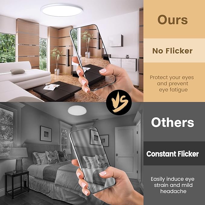 6-Pack 3200LM 12Inch LED Ceiling Lights Flush Mount, Dimmable Ceiling Light Fixtures, 3000K 4500K 6000K CCT, 24W Super Slim Low Profile Modern Ceiling Light for Bedroom Bathroom Hallway Kitchen, White