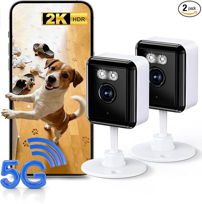 2K Indoor Security Camera (2-Pack), Dual-Band 2.4/5GHz WiFi Pet & Baby Monitor, AI Event Detection with Smart Search, Color Night Vision, 2-Way Audio, Human Detection, US App