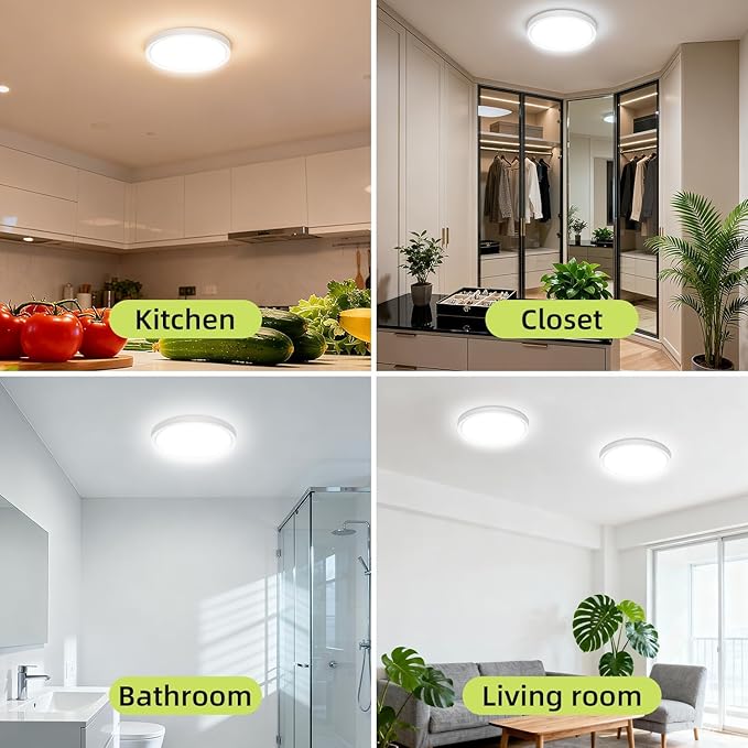hepside LED Flush Mount Ceiling Light, 5 Color Temperatures in One,Ultra-Thin LED Ceiling Lights Fixture,7Inch 15W Flush Mount Light Fixture for Closet Bathroom Hallway Bedroom Laundry (White)