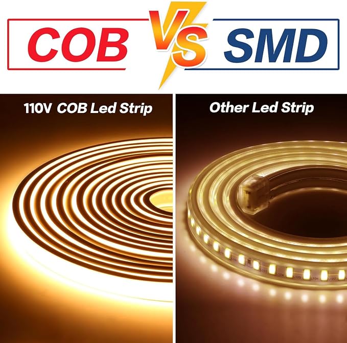 AC 110V 120V LED Strip Lights 3.28 Feet Outdoor Rope Lighting | 1M Cuttable LED Strips IP67 Flexible Waterproof Light Strip 3000K Warm White for Bedroom Outdooor Indoor Home Decor