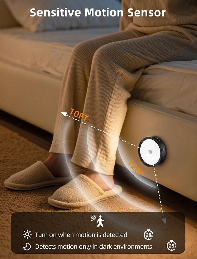 10-PACK Under Cabinet Lighting Rechargeable Puck Lights with Remote Black | 3 color temps & 12 RGB, dimmable, 15/30/60 mins timer, memory, magnetic/stick on, 3.3'' led lights for kitchen, closet, stair