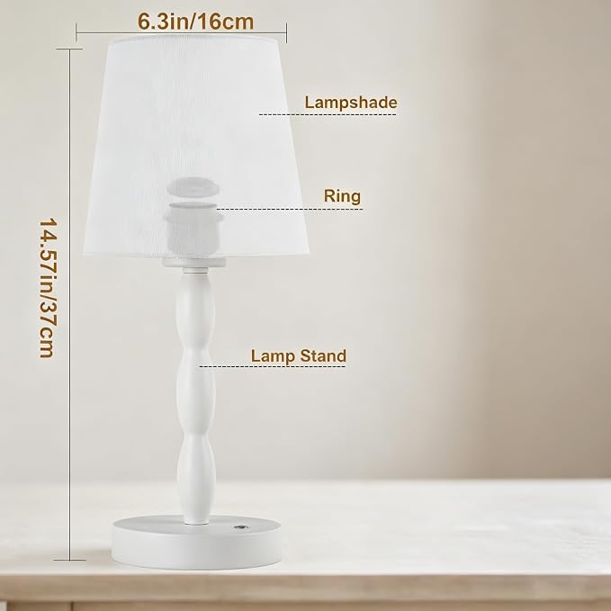 Rechargeable Cordless Table Lamp, 5000mAh Battery Powered Touch Desk Lamp, 3-Level & Stepless Dimmable Night Light, Portable Bedside Lamp for Bedroom, Outdoor, Bulb Included, White