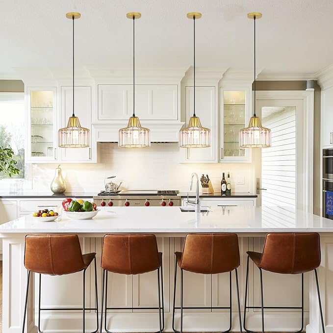 Battery Operated Pendant Lights,Rechargeable Pendant Light with Remote,Gold Pendant Light Fixtures for Kitchen Island,Modern Crystal Hanging Lights for Bedroom,Dining Room Hallway Entryway