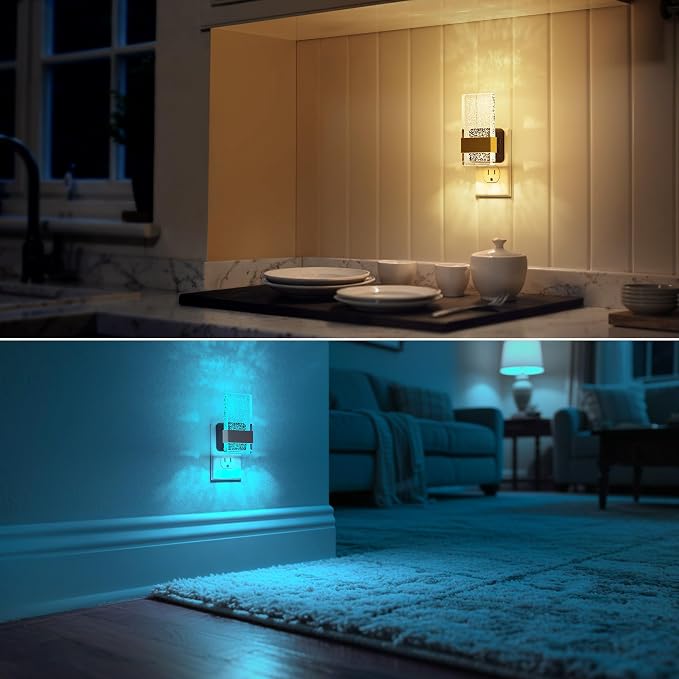LED Night Lights Plug into Wall, 3 Level Dimmable Night Light | Rotatable Bubble Decorative Nightlight, Dusk to Dawn Sensor, Wall Sconce-Style Design Nightlights for Bathroom, Hallway, RGB