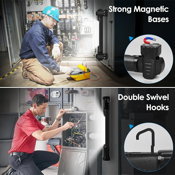 Work Light, 2500LM Ultra Bright, 5200mAh Rechargeable LED Work Lights, Magnetic Underhood Work Light Bar with Hooks, Portable Mechanic Light for Car Repairing Inspection Garage Workshop Emergency