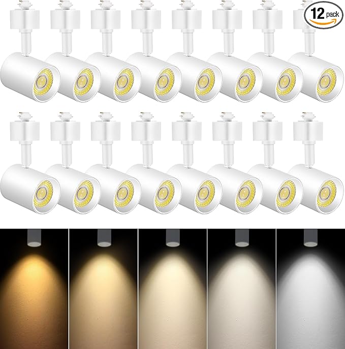 VANoopee 16-Pack 5-Color LED Track Lighting Heads H Type Track Light Heads Dimmable, 2000K 3000K 4000K 5000K 6000K Adjustable, Flicker Free CRI90+ 24° 10W 800lm, White