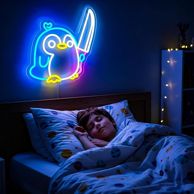 Penguin Neon Sign Led Sign Neon Signs for Wall Decor Neon Lights | Penguin Led Light Up Sign, Blue Game Room Decor, Boys Gift, Party, Wall Decor, 5V USB Powered
