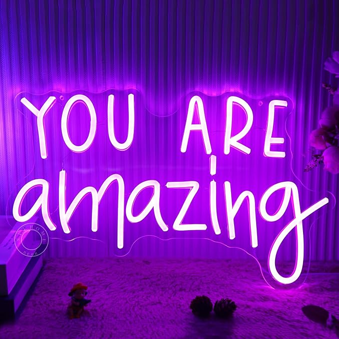 SYLHOME You Are Amazing LED Neon Light Sign 5V Girls Boys Bedroom Living Room Classroom Wall Decor Sign Hanging Smart Birthday Decoration USB 16.9" X 10.6"