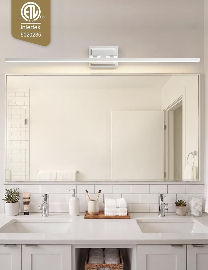 VOLISUN Modern Bathroom Vanity Light 55 inch, Rotatable, 36W Dimmable 5CCT Led Bathroom Light Fixture Over Mirror, Chrome Vanity Light for Bathroom Mirror Cabinets-ETL Certificated