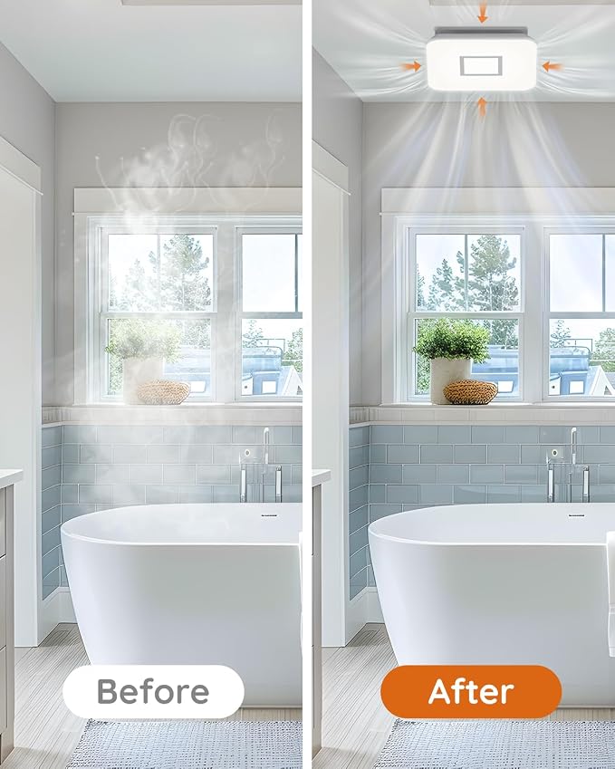 Fitop Bathroom Fan with Light，110CFM 1.0 Sones 1200lm LED Light 3000K/4000K/5000K Selectable，120V 43W Quiet Bathroom Ventilation Exhaust Fan for Shower/Restroom/Office/Home(silver)