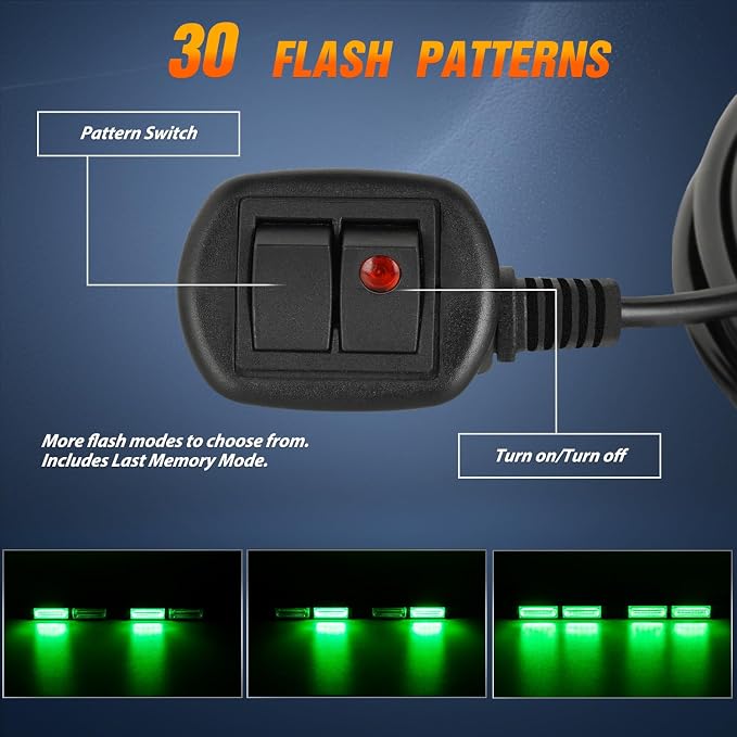 Nilight 40LED Green Emergency Strobe Traffic Advisor Light Bar with Suction Cups Dash Safety Warning Hazard Flashing Lights Interior Front/Rear Windshield for Trucks Construction Vehicles | with Suction Cups Dash Safety Warning Hazard Flashing Lights I...