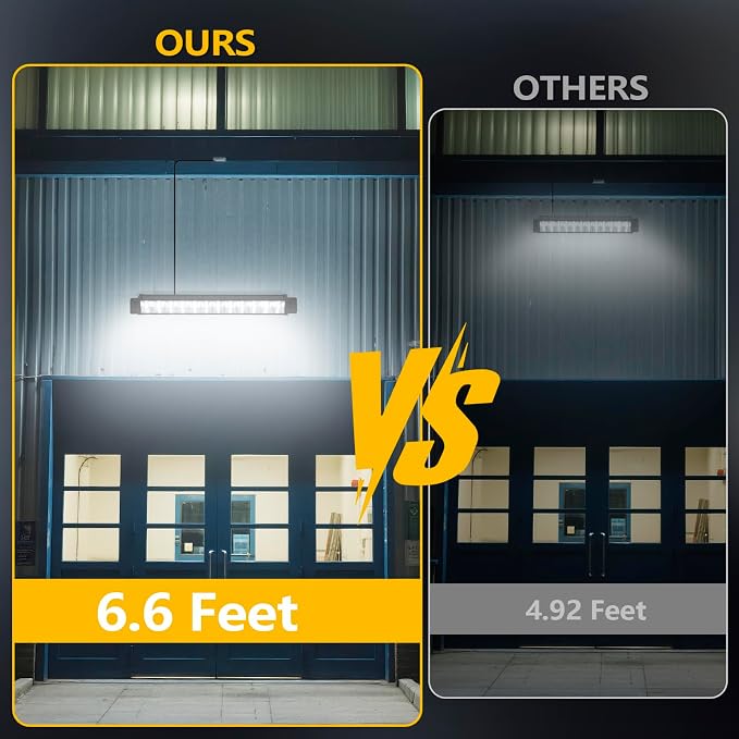 2 Pack 24W LED Shop Light with Remote, Plug in Garage Light with 6.5FT Cord and On/Off Switch, 6000K 5400LM Work Shop Lighting for Garage Workshop Warehouse Factory Yard