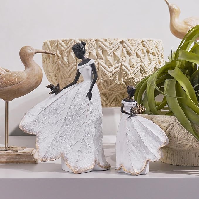 Guichifun Fairy Statue, White, 5.5 x 3.25 x 8 Inch | Leaf Angel Girls Resin, Living Room Bookshelf Decor, Garden Outdoor Bathroom Decorations, Figurines Gift, Home Decoration
