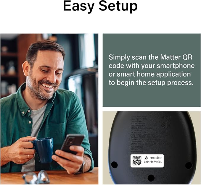 Legrand Radiant Wi-Fi Matter 15 Amp Smart Dual Outdoor Plug, Black, 1 Pack | Effortless Setup, Compatible with Alexa, SmartThings, HomeKit and Google, Matter Smart Hub Required, Set Scenes, Save Energy