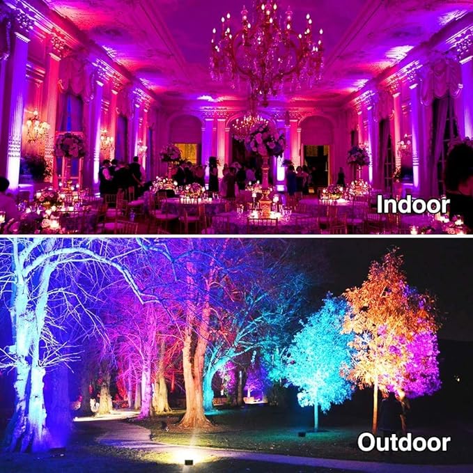 MELPO 30W Led Flood Light Outdoor 300W Equivalent, Color Changing RGB Lights with Remote, 120 RGB Colors, Warm White 2700K, Timing, Custom Mode, Uplight Landscape Lights,IP66 US 3-Plug (4 Pack)