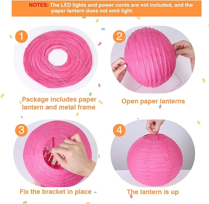 Mwellewm 18Pcs Colorful Paper Lanterns Set Glow in The Dark Party Supplies Neon Party Decorations Rainbow Hanging Paper Lantern Decor for Birthday Carnival Celebration Back to School Home Courtyard