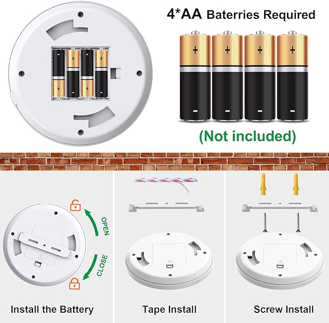 Motion Sensor Battery Operated Indoor LED Closet Lights - 210LM 6000K Cool White for Laundry, Stairwell, Hallway, Shed, Kitchen Cabinet
