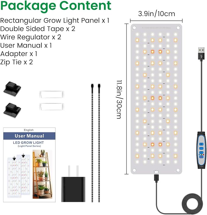 Aumtrly Grow Lights for Indoor Plants, 138 LED Full Spectrum Plant Lamp | for Seed Starting Growing, 6/12/16H Auto Timer, 5 Dimming Levels, 3 Light Modes, 2 Installation Methods, Use Under Shelves
