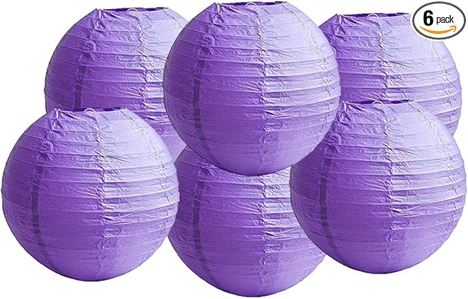Pack of 6 Round Paper Lantern Lamp Paper Lanterns Party Decorations (Purple, 8"/20CM)