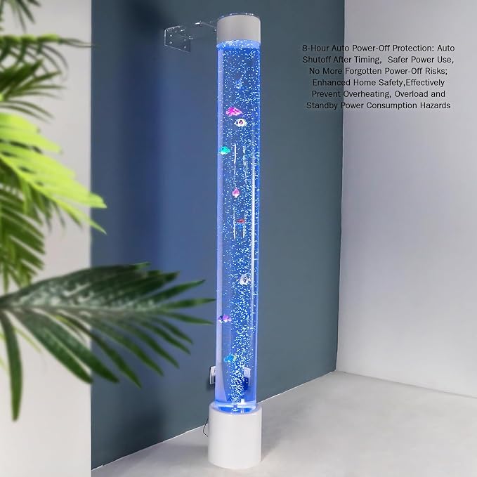 6FT Sensory Water Bubble Tube Lamp with Colorful LED Lights and Swimming Fish - Calming Aquarium Night Light for Children and Sensory Integration Therapy